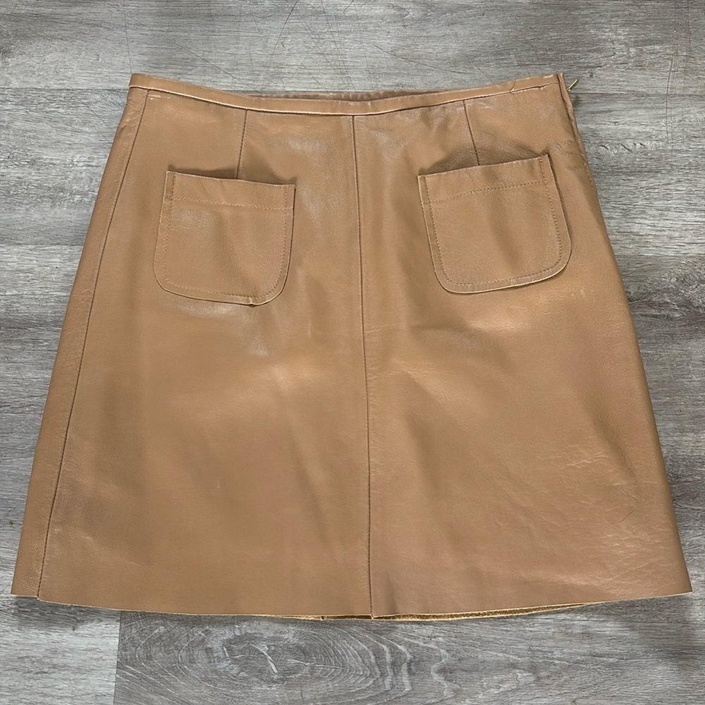 Tan Leather Women's Skirt
